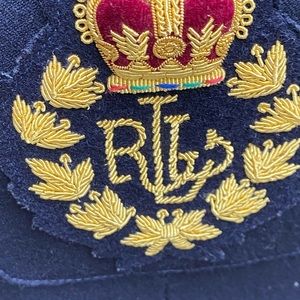 Ralph Lauren Navy Wool Blazer with Gold Embroidery